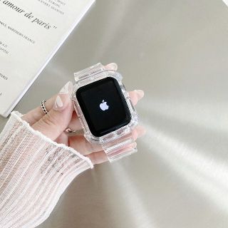 apple watch バンド　アップルウォッチ　ベルト　クリア　韓国　アップル(ラバーベルト)