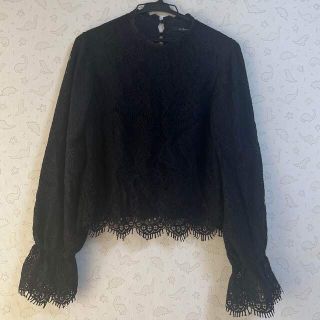 ダブルクローゼット(w closet)の値下げ　w closet 黒 レース トップス(シャツ/ブラウス(長袖/七分))