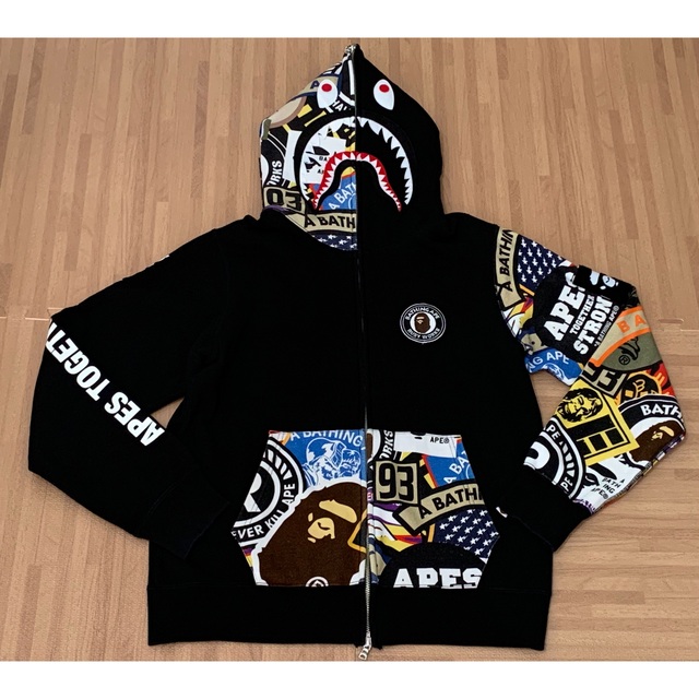 ☆激レア☆APE ダブル フード シャークパーカー L パーカー 灰 kaws