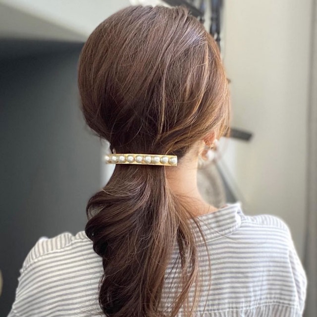 【新品未使用】France Luxe パール バレッタ ゴールド レディースのヘアアクセサリー(バレッタ/ヘアクリップ)の商品写真