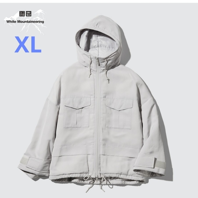 UNIQLO ハイブリッドダウンオーバーサイズパーカ ライトグレー XL