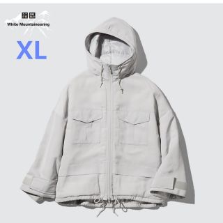 ユニクロ(UNIQLO)のUNIQLO ハイブリッドダウンオーバーサイズパーカ ライトグレー XL(ダウンジャケット)