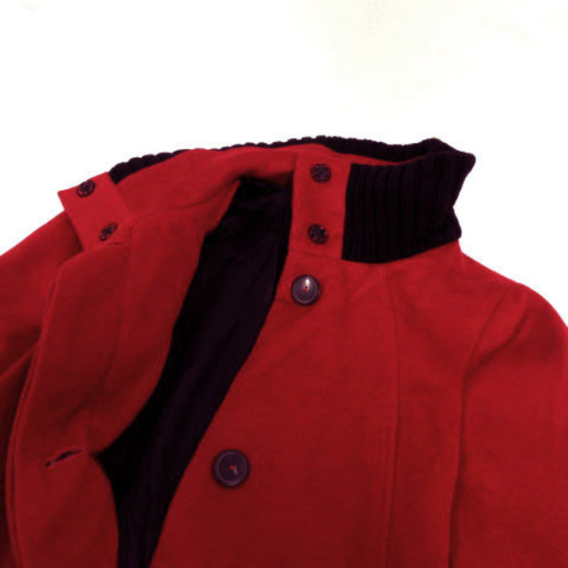ZARA WOMAN コート スタンドカラー リブ袖 レッド 赤 黒 XS レディースのジャケット/アウター(その他)の商品写真