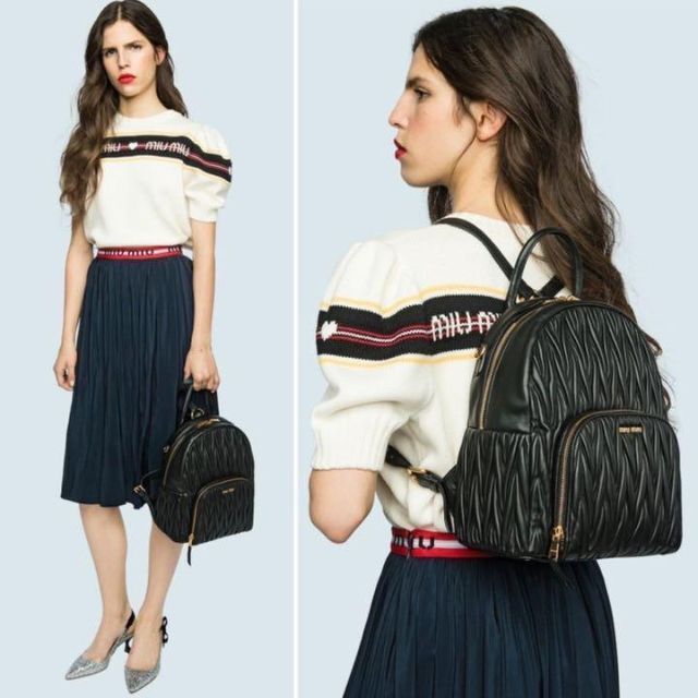 レザー miumiu - ミュウミュウ リュック マテラッセ キルティング 革