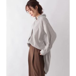 グローバルワーク(GLOBAL WORK)のGLOBAL  WORK 365日マイスタイルシャツ　ブラウンストライプ XL(シャツ/ブラウス(長袖/七分))