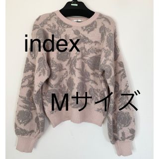 インデックス(INDEX)の2868 index フラワージャカードパフスリーブニット　Mピンク(ニット/セーター)