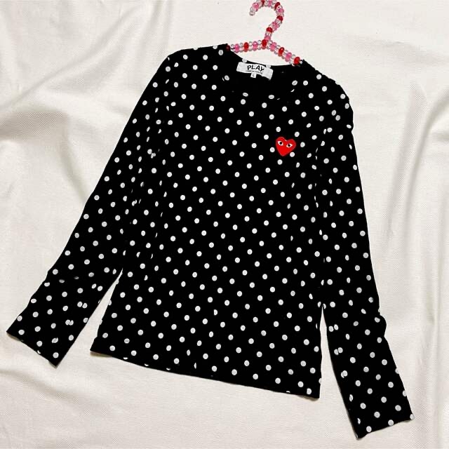 COMME des GARCONS(コムデギャルソン)の美品  コムデギャルソン ドット ハート ロンT  長袖 Tシャツ Lサイズ レディースのトップス(Tシャツ(長袖/七分))の商品写真