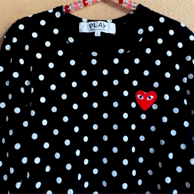 COMME des GARCONS(コムデギャルソン)の美品  コムデギャルソン ドット ハート ロンT  長袖 Tシャツ Lサイズ レディースのトップス(Tシャツ(長袖/七分))の商品写真