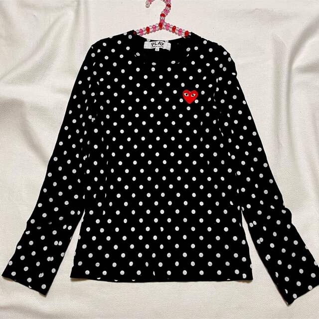 COMME des GARCONS(コムデギャルソン)の美品  コムデギャルソン ドット ハート ロンT  長袖 Tシャツ Lサイズ レディースのトップス(Tシャツ(長袖/七分))の商品写真