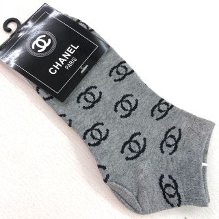 ブラック新品　未使用　CHANEL ソックス　ロゴ　レース