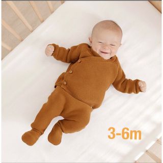 キャラメルベビー&チャイルド(Caramel baby&child )の【美品】Quincy Mae ニット　セットアップ　ロンパース　ベビー(ロンパース)