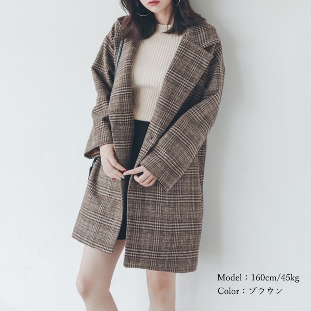 全2色☆チェスターコート☆中綿☆大人コーデ☆チェック☆千鳥柄 全2色☆チェスターコート☆中綿☆大人コーデ☆チェック☆千鳥柄