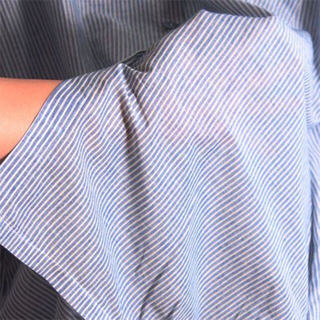 【新品】ストライプシャツ レディースシャツ 半袖シャツ 長袖シャツ ライトブルー レディースのトップス(シャツ/ブラウス(長袖/七分))の商品写真