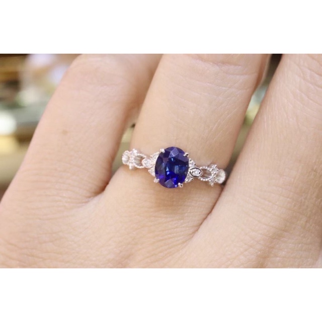 天然 ロイヤルブルーサファイア ダイヤ リング1.18ct k18 f