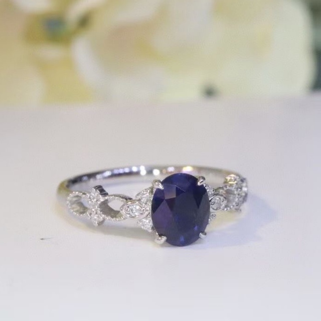 天然 ロイヤルブルーサファイア ダイヤ リング2.01ct k18 f