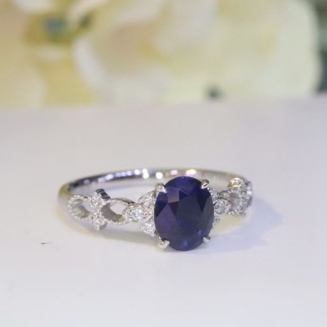 天然 ロイヤルブルーサファイア ダイヤ リング0.39ct k18 f