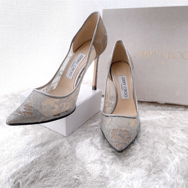 JIMMY CHOO(ジミーチュウ)のjimmy choo ジミーチュウ　パンプス　レース　ハイヒール　花柄　美品 レディースの靴/シューズ(ハイヒール/パンプス)の商品写真