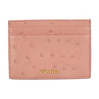 プラダ(PRADA)のPRADA プラダ  カードケース カードケース 1MC149 オーストリッチ   ピンク ゴールド金具  パスケース ロゴ エキゾチックレザー 【本物保証】(パスケース/IDカードホルダー)