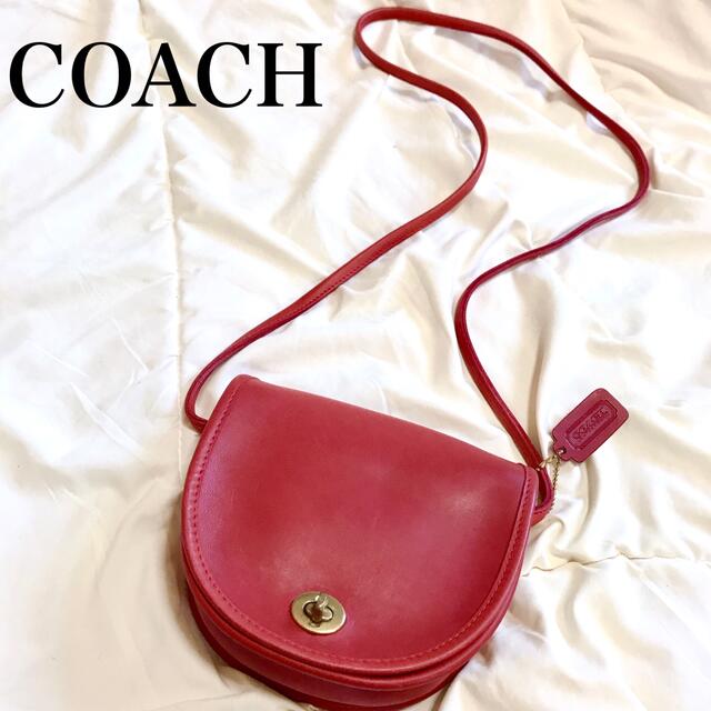 極美品】COACH オールドコーチ ショルダーバッグ ターンロック レッド