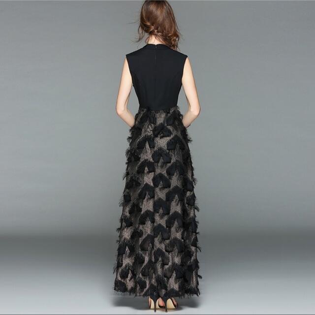 import【再入荷】【大人気】ハイネック　フェザー　ロングワンピース