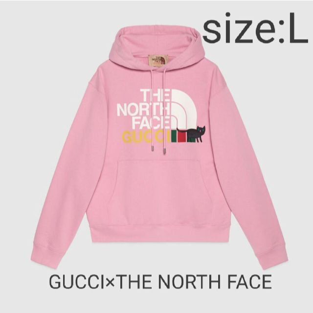 第2弾 GUCCI✖️NORTH FACE パーカー BLACK Lサイズ