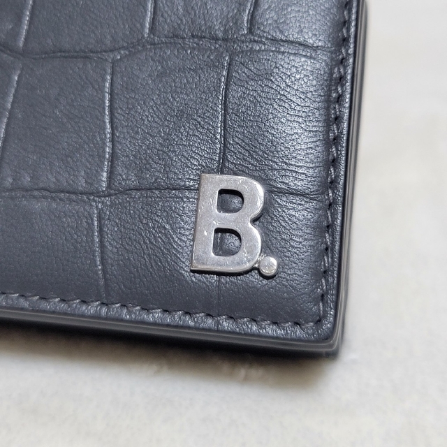 美品 バレンシアガ 三つ折り財布 コンパクトウォレット Bロゴ クロコ 箱付き
