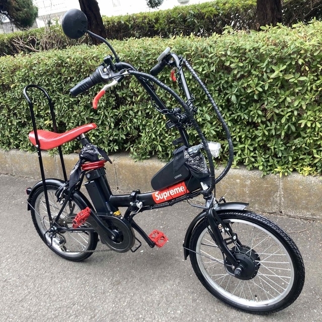 世界に一台フルカスタム 電動アシスト自転車 折り畳み自転 e-BIKE 黒赤