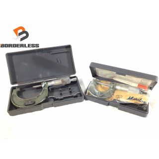 ☆中古品☆Mitutoyo ミツトヨ マイクロメーター M-110 0～25ｍｍ/0.01ｍｍ 25～50ｍｍ/0.01ｍｍ 工具2点セット 測定 ノギス 60645(工具)