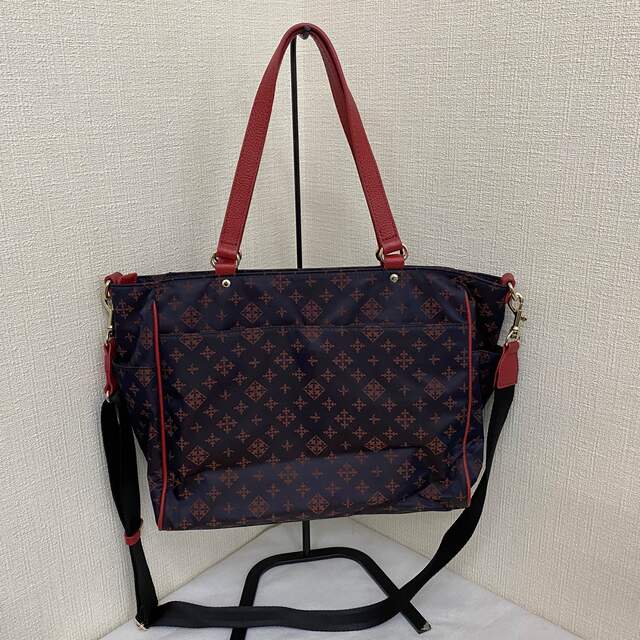 ラシット ショルダーバッグ トートバッグ 2WAY ネイビー レッド-