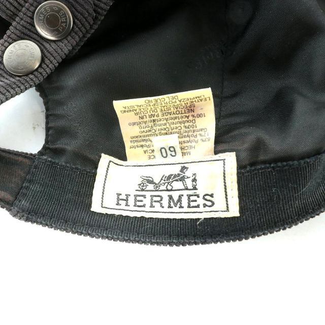 Hermes(エルメス)のエルメス HERMES キャップ 帽子 コーデュロイ 60 黒 メンズの帽子(その他)の商品写真