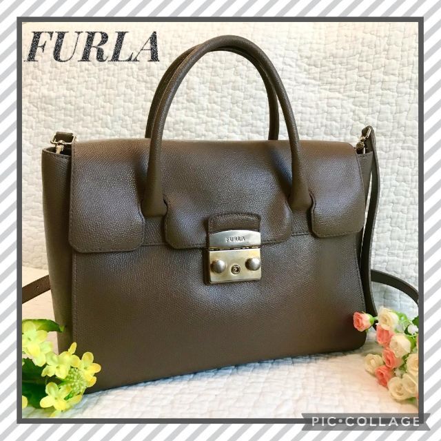 美品】 FURLA フルラ メトロポリス ハンドバッグ ショルダー 2way