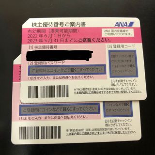 エーエヌエー(ゼンニッポンクウユ)(ANA(全日本空輸))のANA 株主優待券 2枚(その他)