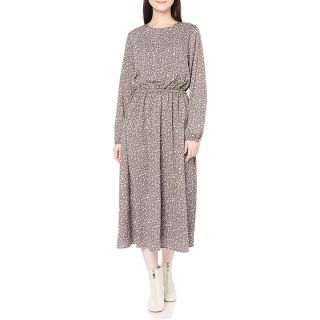 ナチュラルビューティーベーシック(NATURAL BEAUTY BASIC)の美品　ナチュラルビューティーベーシック　シャーリングフラワープリントワンピース(ロングワンピース/マキシワンピース)