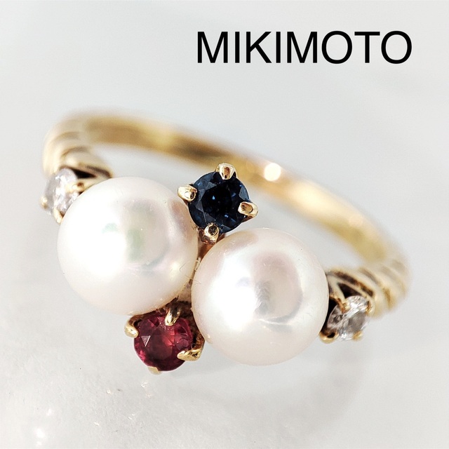 MIKIMOTO ミキモト パール マルチ ダイヤ リング ピンキー ジュウルリング(指輪)