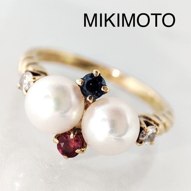 MIKIMOTO ミキモト パール マルチ ダイヤ リング ピンキー ジュウル