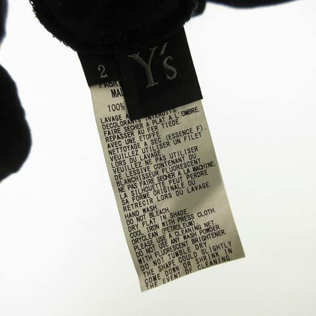 Y's(ワイズ)のシャーリング ワイドシルエット カットソー 変形 半袖 2 ブラック IBO29 レディースのトップス(カットソー(半袖/袖なし))の商品写真