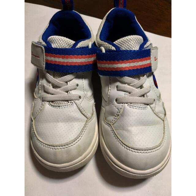 Champion(チャンピオン)の151）キッズ靴Champion中古19cm白×青 キッズ/ベビー/マタニティのキッズ靴/シューズ(15cm~)(スニーカー)の商品写真