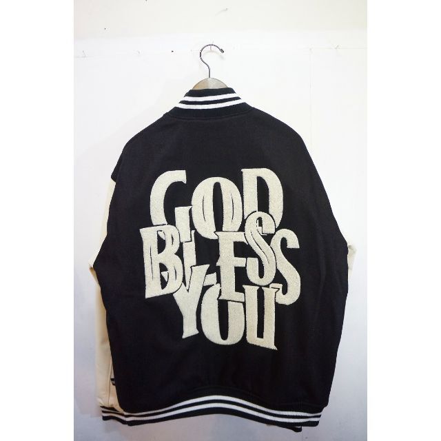 新品21AW GOD BLESS YOUスタジャン ブルゾン黒白L1020M▲