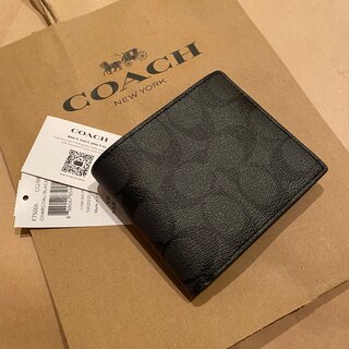 COACH - 折り財布　ミニ財布　二つ折り財布　コインケース　小銭入れ　ブラック