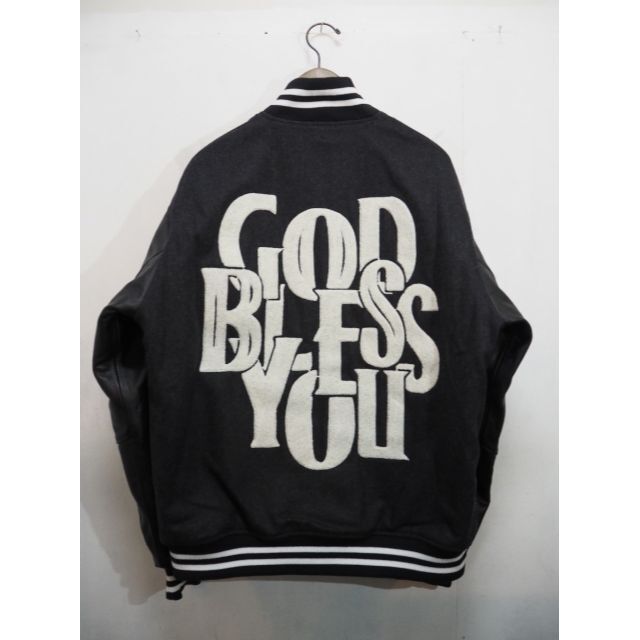 新品21AW GOD BLESS YOUスタジャン ブルゾン灰黒L1020M▲