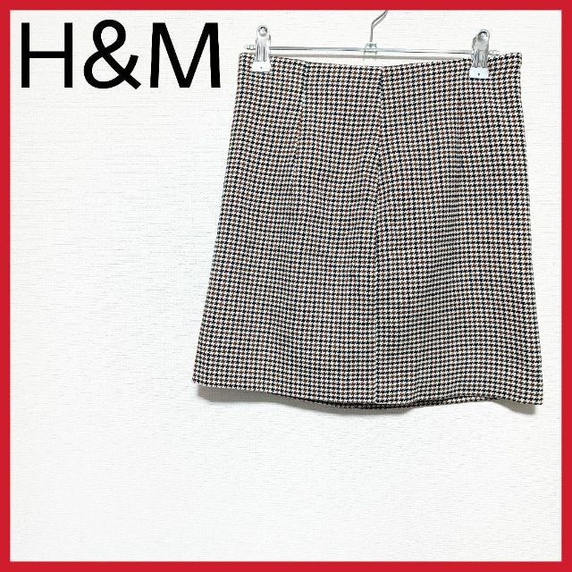 H&M(エイチアンドエム)の美品　H&M　千鳥柄ミニスカート　タイト　下地付き　お洒落　プチプラ　可愛い レディースのスカート(ミニスカート)の商品写真