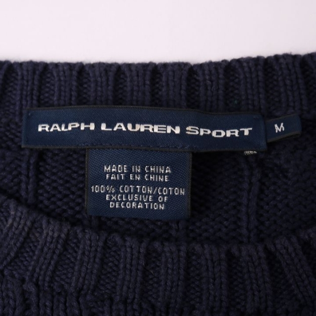 Ralph Lauren(ラルフローレン)のラルフローレン 長袖セーター ケーブルニット ポニーロゴ ラウンドネック トップス レディース Mサイズ ネイビー RALPH LAUREN レディースのトップス(ニット/セーター)の商品写真