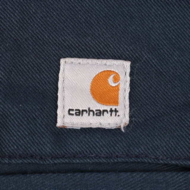 カーハート ワークパンツ ペインターパンツ ワンポイントロゴ アメリカ古着 メンズ 31×32サイズ ネイビー Carhartt