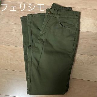 フェリシモ(FELISSIMO)のフェリシモ　リブ イン コンフォート　あったかすっきり裏ボアパンツ　カーキ(カジュアルパンツ)