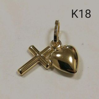 K18 18金 18k YG ハート&キーモチーフ ペンダントトップ(ネックレス)