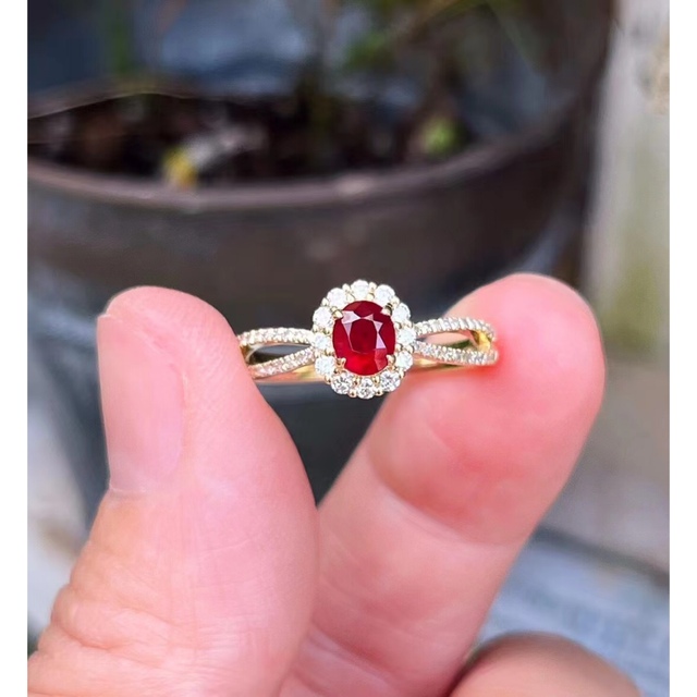今日の超目玉】 ダイヤモンド ルビー ⭐天然 リング 0.58ct k18 リング