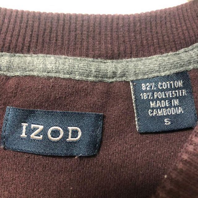 【レア】90s IZOD アイゾッド 刺繍ロゴ ダークブラウン Mサイズ相当 メンズのトップス(スウェット)の商品写真