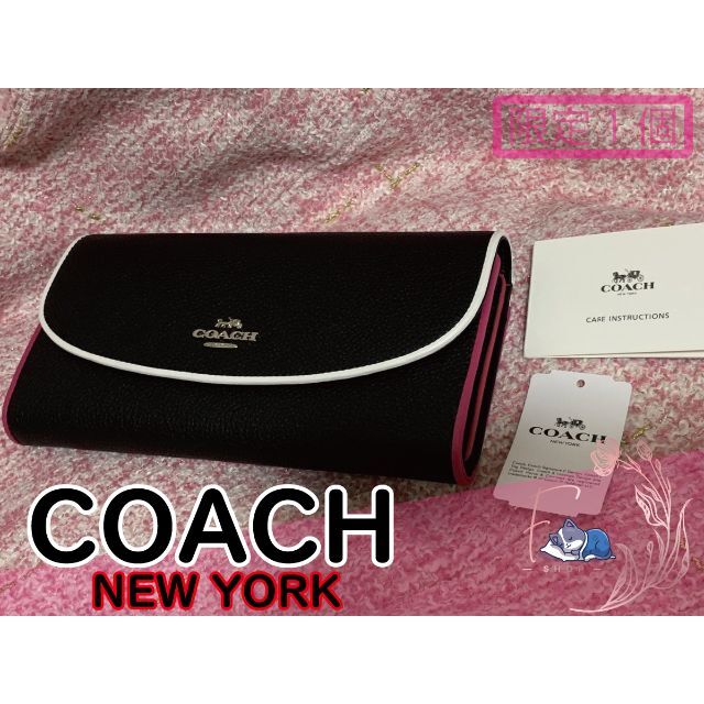 COACH コーチ 二つ折り財布 ビビッドピンク