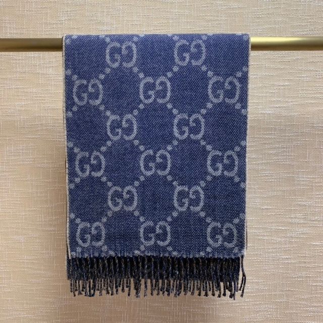 グッチマフラーGUCCI GGジャカード ウールシルク スカーフ グッチ edca