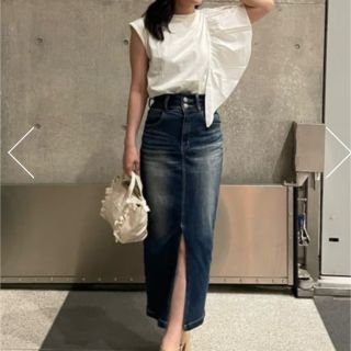 アズールバイマウジー(AZUL by moussy)のAZUL ハイウエストスリットデニムスカート(ロングスカート)